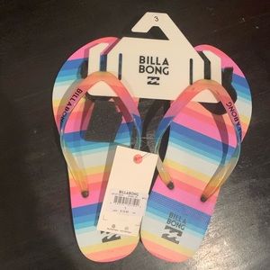 Billibong girls thong sandal sz 3 rainbow NWT